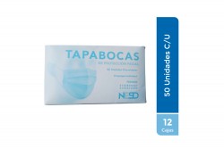 Tapabocas De Protección Facial 12 Cajas Con 50 Unidades C/U