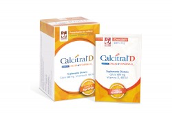 Calcitral D 600 mg Caja Con 15 Sobres Con 3.3 g - Sabor naranja