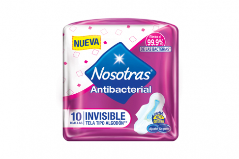 Toallas Nosotras Antibacterial Invisible Paquete Con 10 Unidades