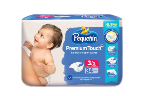 Pañales Pequeñín Premium Touch Etapa 3 Empaque Con 34 Unidades