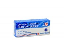 Losartán Potásico/Hidroclorotiazida 50 / 12.5 mg Caja Con 30 Tabletas Rx