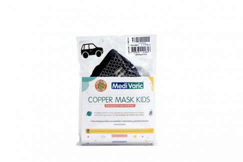 Tapabocas Copper Mask Kids Niño Negro En Hila De Cobre Empaque Con 1 Unidad