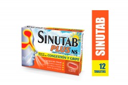 Sinutab Plus NS 500 / 5 mg Caja Con 12 Tabletas