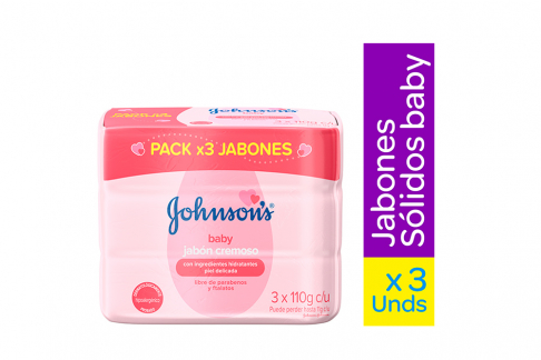 Jabón Cremoso Johnson's Baby Humectante Empaque Con 3 Barras Con 110 g C/U