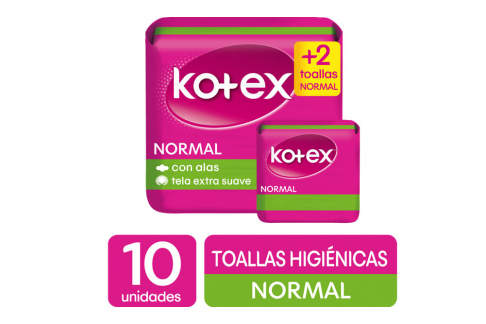 Toallas Kotex Tela Normal Paquete Con 10 Unidades