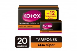 Tampones Kotex Súper Caja Con 20 Unidades