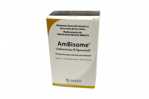 Ambisome 50 mg Caja Con 10 Viales Con 30 mL + 10 Filtros Rx3 Rx4