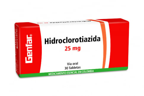 Hidroclorotiazida 25 mg Caja Con 30 Tabletas Rx.
