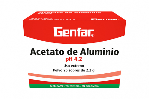 Acetato De Aluminio Polvo Genfar Caja Con 25 Sobres Con 2.2 g C/U