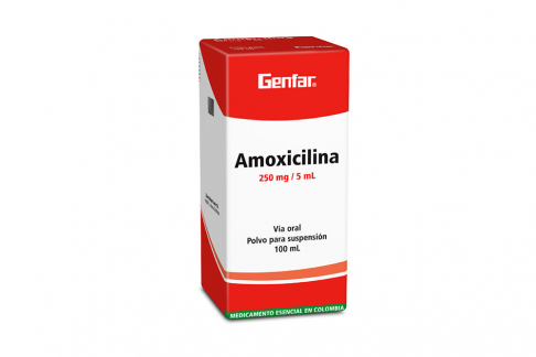 Amoxicilina Polvo 250 mg / 5 mL Genfar Caja Con Frasco Con 100 mL Rx Rx2