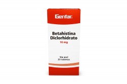 Betahistina Diclorhidrato 16 mg Genfar Caja Con 20 Tabletas Rx