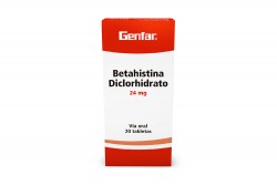 Betahistina Diclorhidrato 24 mg Genfar Caja Con 20 Tabletas Rx