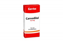 Carvedilol 12.5 mg Genfar Caja Con 30 Comprimidos Rx