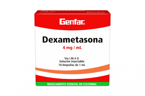 Dexametasona 4 mg / mL Solución Inyectable Genfar Caja Con 10 Ampollas Rx