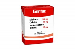 Dipirona 300mg + Isometepteno 30mg + Cafeína 30mg Genfar Caja Con 100 Comprimidos Rx