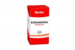 Eritromicina 250 mg / 5 mL Suspensión Oral Genfar Caja Con Frasco Con 60 mL Rx Rx2