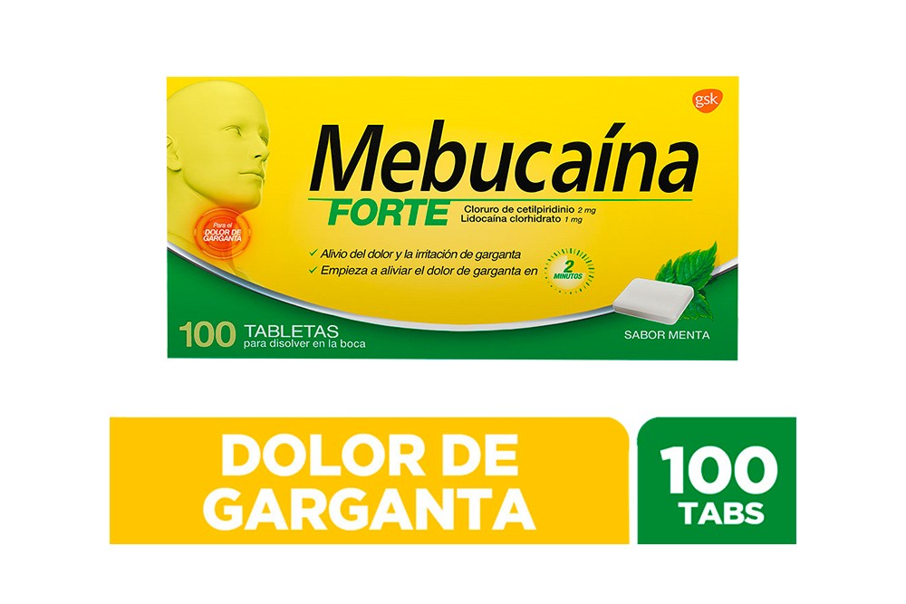 Mebucaina Forte 1 mg / 2 Mg Caja Con 100 Tabletas Rx