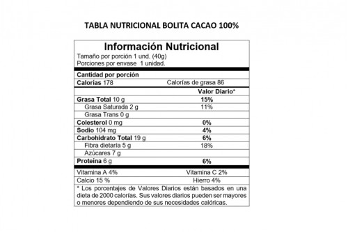 Energy Balls Cacao 100 % En Paquete Con 108 g