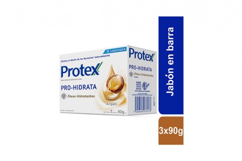 Jabón Antibacterial Protex Pro Hidrata Argán Caja Con 3 Barras Con 90 g C/U