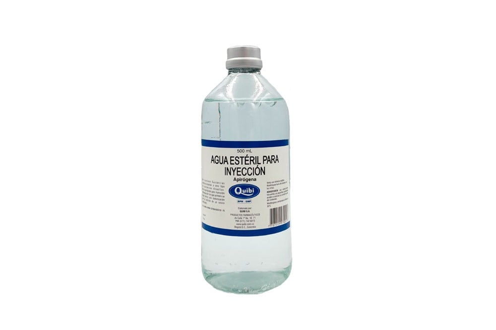 Agua Destilada Estéril Para Inyección Frasco Con 500 mL Rx
