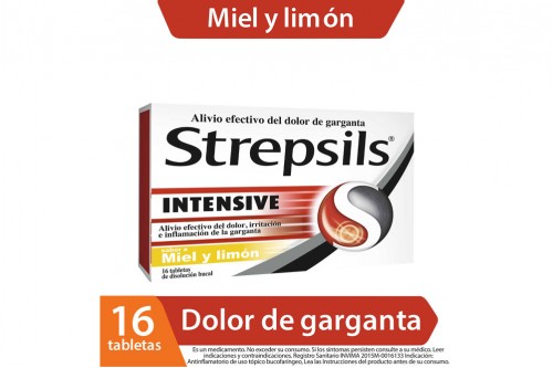 Strepsils Intensive Sabor A Miel Y Limón 16 Tabletas