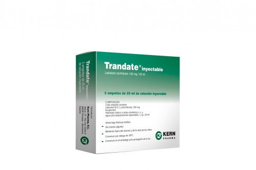 Trandate® 100 mg Solución Inyectable Caja Con 5 Ampollas Con 20 mL  Rx1 Rx4