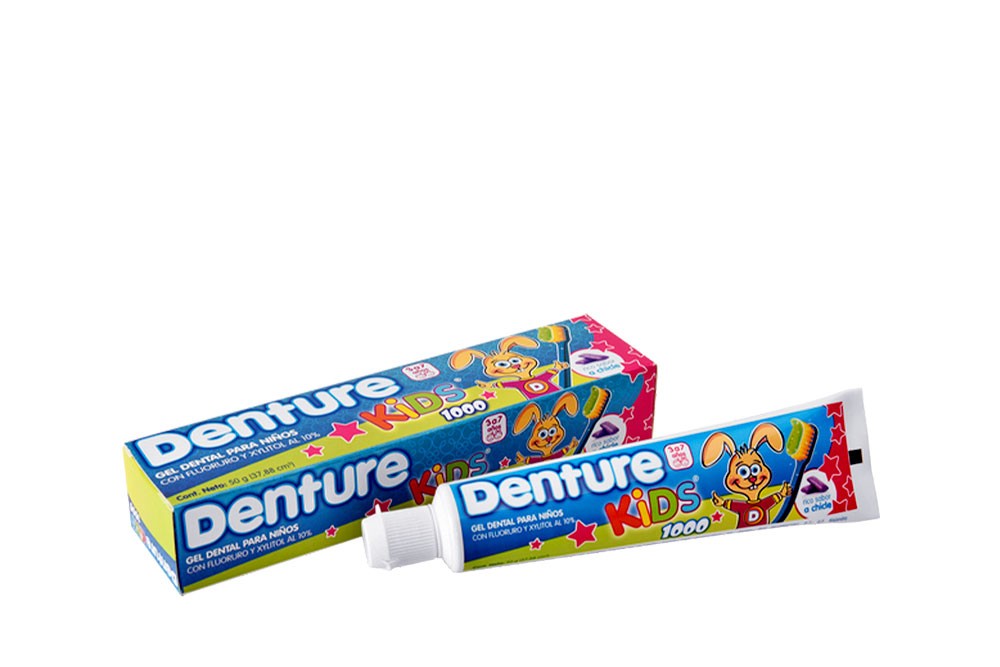 Gel Dental Denture Kids 1000  Tubo x 50 g Sabor A Chicle