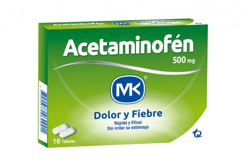 Acetaminofén 500 mg Mk Caja Con 16 Tabletas Cubiertas