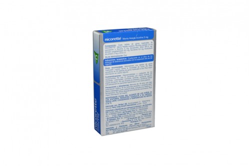 Nicorette 2 mg Sabor Menta Helada Caja Con 30 Tabletas de Goma Masticables