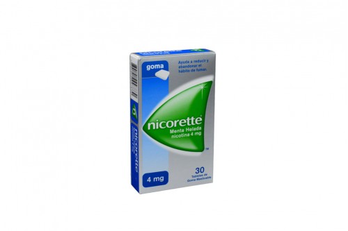 Nicorette 4 Mg Menta Helada Caja Con 30 Tabletas De Goma Masticable