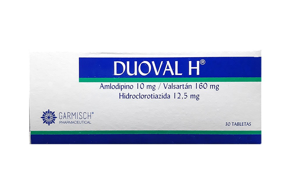 Duoval H 10 /160 /12.5 mg Caja Con 30 Tabletas Rx Rx1 Rx4
