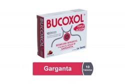 Bucoxol 3 / 1 mg Triple Acción Sabor Frutos Rojos Caja Con 10 Tabletas Masticables