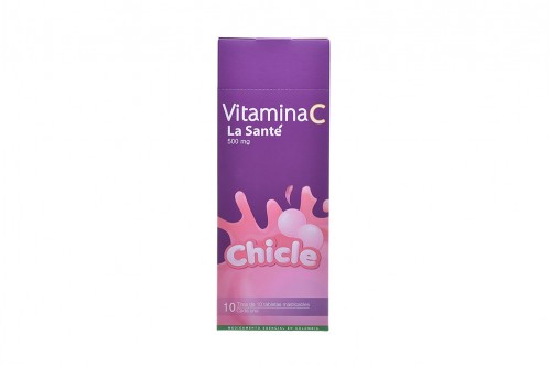 Vitamina C 500 Mg Caja Con 10 Tiras De Tabletas Masticables C/U - Sabor Chicle