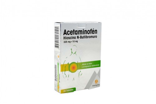 Acetaminofén N-Butilbromuro De Hioscina 325/10 mg Caja Con 20 Tabletas Rx4