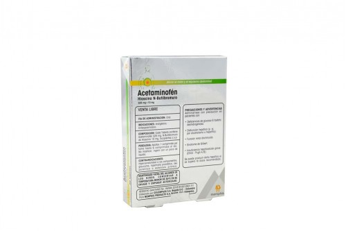 Acetaminofén N-Butilbromuro De Hioscina 325/10 mg Caja Con 20 Tabletas Rx4