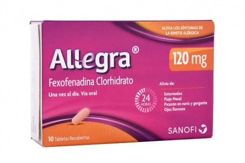 Allegra 120 mg Caja Con 10 Tabletas Recubiertas Rx