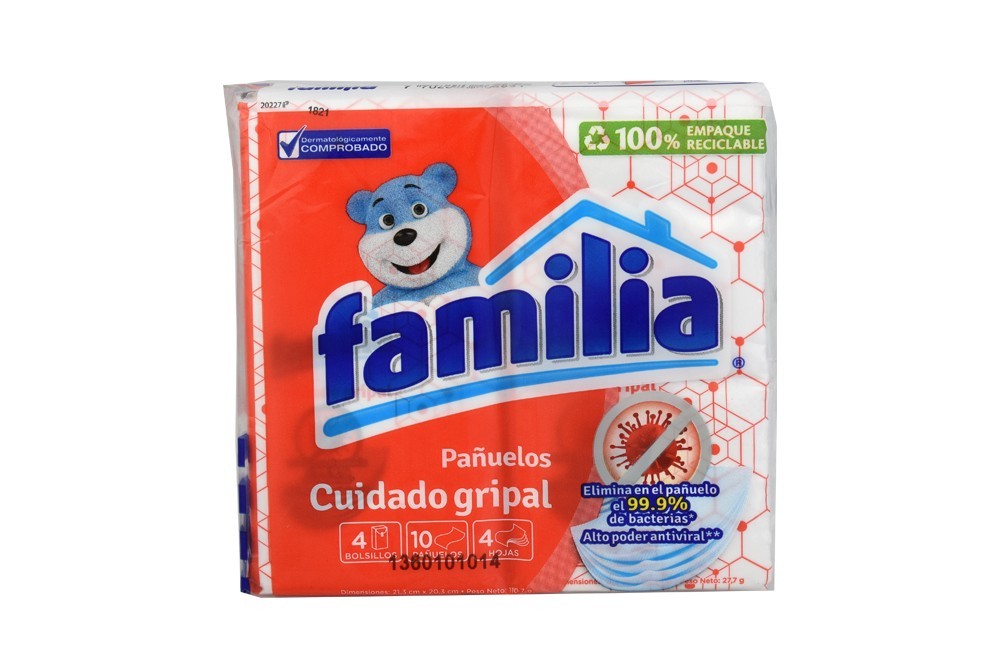 Pañuelos Familia Cuidado Gripal Paquete Con 4 Unidades Con 10 Pañuelos C/U