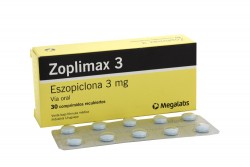 Zoplimax Eszopiclona 3 mg Caja Con 30 Tabletas Rx