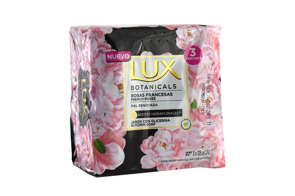 Jabón Con Glicerina Lux Botanicals Rosas Francesas 3 Unidades Con 125 gr
