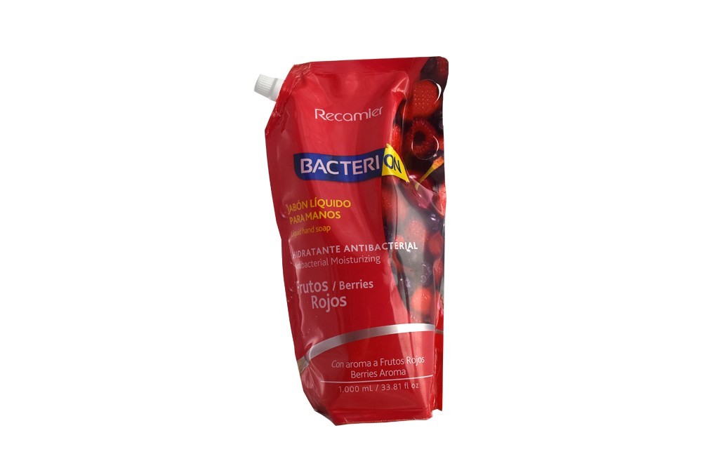 Jabón Liquido Para Manos Bacterion Frutos Rojos Doypack Con 1000 mL