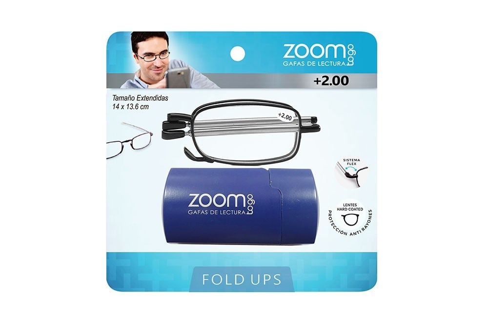 Gafas De Lectura Pregraduadas Zoom To Go Plegable +2.00 Color Azul Empaque Con 1 Unidad.