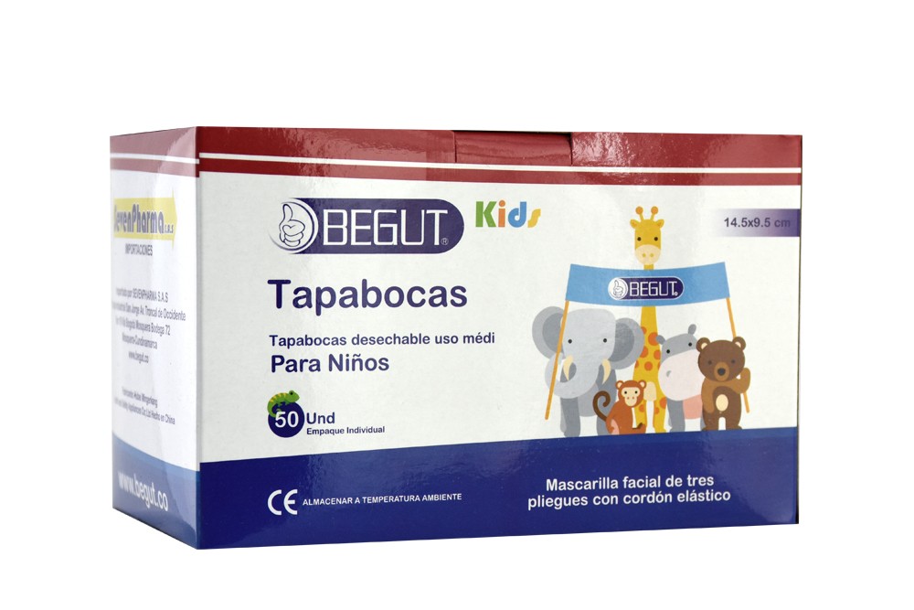 Tapabocas Desechable Niños Begut Empaque Caja Con 50 Unidades