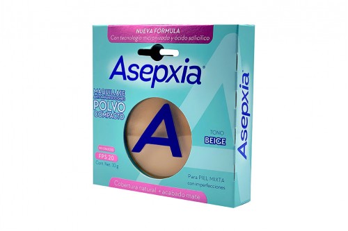Asepxia Maquillaje Facial Polvo Compacto Antiacne Beige 10 G