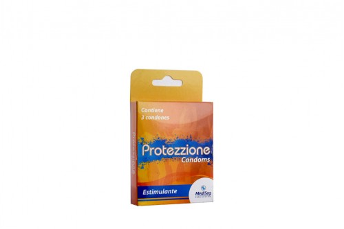 Preservativos Protezzione Estimulante  En Caja Con 3 Unidades Col