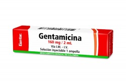 Gentamicina 160 Mg / 2 mL Caja Con Ampolla Rx2