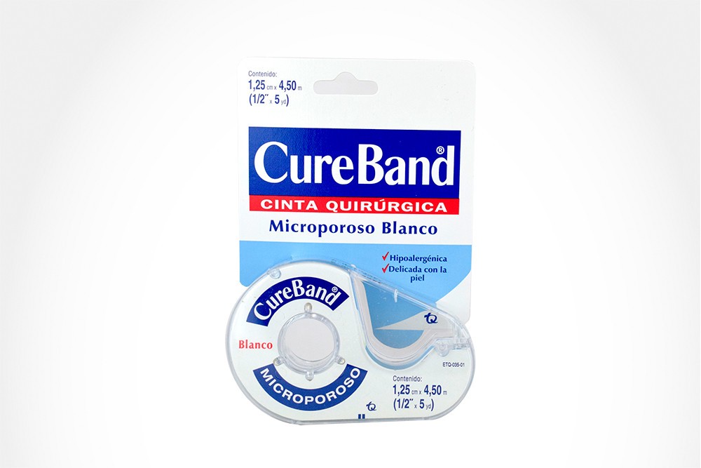 Cureband Cinta Quirúrgica Microporosa Blanca Empaque Con 1 Rollo De 1,25 Cm X 4,5 M