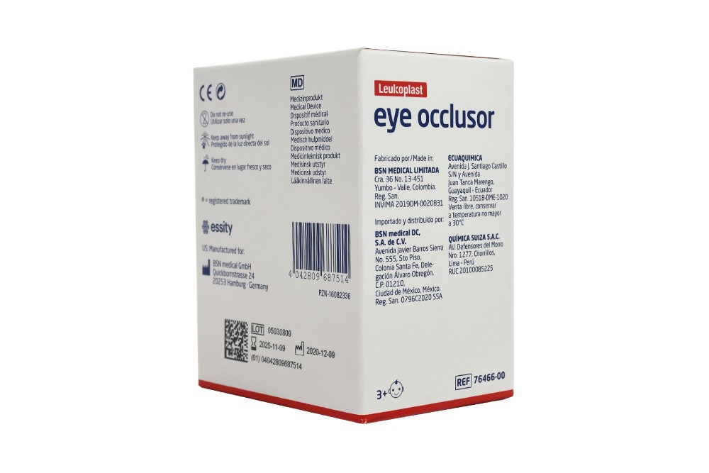 Parche Ocular Leukoplast - 5.5Cmx7.6Cm 76466-00/Adulto En Caja Por 30 Unidades