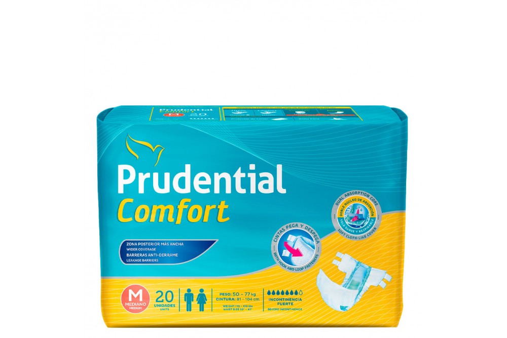 Pañal Prudential Confort Medio Paquete Con 20 Unidades