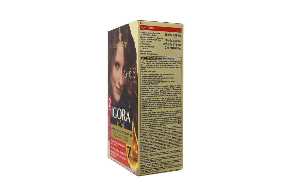 Tinte Igora Vital Tono 6-68 Chocolate Caja Con 1 Kit