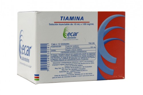 Tiamina Inyectable Caja Por 12 Viales De 10 Ml Col